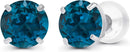 Solid 14K Yellow, White or Rose Gold 4mm Round Genuine Gemstone Birthstone Prong Set Stud Earrings For Women