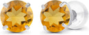 Solid 14K Yellow, White or Rose Gold 4mm Round Genuine Gemstone Birthstone Prong Set Stud Earrings For Women
