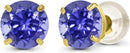 Solid 14K Yellow, White or Rose Gold 4mm Round Genuine Gemstone Birthstone Prong Set Stud Earrings For Women
