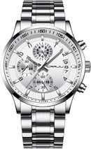 CRRJU Men's Fashion Stainless Steel Watches Date Waterproof Chronograph Wristwatches,Stainsteel Steel Band Waterproof Watch