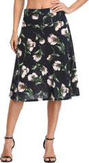 Urban CoCo Women's Ruched High Waist Knee Length Jersey A-Line Stretchy Flared Casual Skirt
