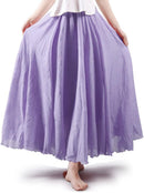 ASHER FASHION Women's Bohemian Style Elastic Waist Band Cotton Linen Long Maxi Skirt Dress