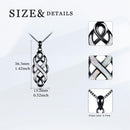 YFN Irish Celtic Knot Created Opal Pendant Necklace Sterling Silver Black Necklaces for Women Men 18"