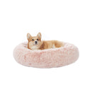 Bedfolks Calming Donut Dog Bed, 45-Inch Round Plush Anti-Anxiety Dog Bed, Washable with Non-Slip Bottom (Pink, Extra Large)