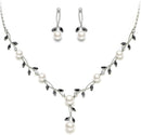 EVER FAITH Wedding Pearl Jewelry for Bride CZ Crystal Simulated Pearls Floral Vine Filigree Bridal Necklace Earrings Set