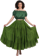 Wevez Women's Gypsy 25 Yard Solid Color Cotton Skirt