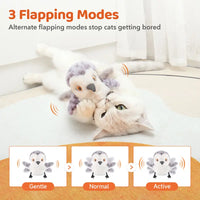 Sandpiper＋Sparrow＋Owl：Potaroma Flapping Bird Cat Toy (DON'T FLY), Lifelike Bird Chirp (DON'T FLY), Touch-Activated Kitten Toy Rechargeable, Interactive Cat Exercise Toys