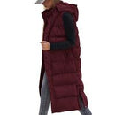 BTFBM Women's Long Puffer Vest with Quilted Hood and Button Down Closure for Winter Coat 2025 - Tops, Womenswear
