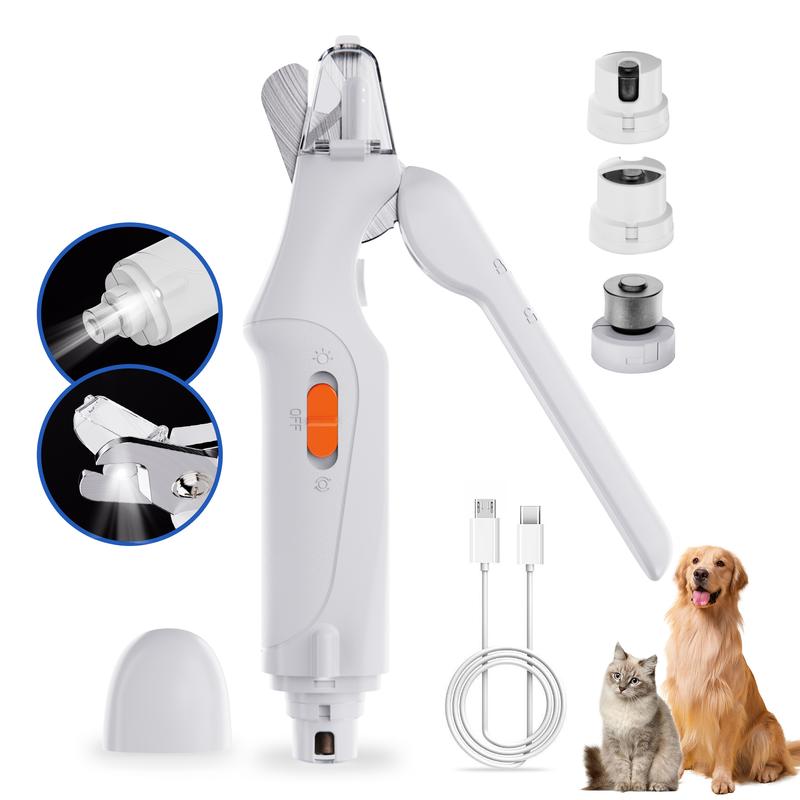 2-in-1 pet nail clipper and grinder, dog nail clipper trimmer, ultra quiet electric nail set, rechargeable, suitable for trimming toes and claws of dogs and cats of all sizes