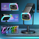 FIFINE AM8 XLR/USB Gaming Microphone for Podcast Recording, Dynamic RGB Mic with Quick Mute, headphone jack, Gain Knob, Volume Control, Desktop Mic for PC Gamer, XLR mic for audio interface mixer, for smartphone