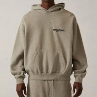 Fear of God Essentials Hoodie Dark Oatmeal Streetwear Graphic Casual Relaxed Cozy Relaxed Man Top Modern Autumn Basic Comfort Sweatshirt Long Sleeve Menswear Oversized Stylish Pullover