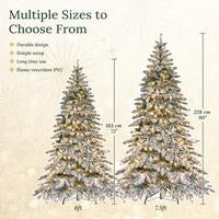 【Led Light】Yaheetech Pre-lit Artificial Christmas Tree with Incandescent Warm White Lights, Snow Flocked Full Prelighted Xmas Tree Foldable Stand Decor Decoration Ornaments