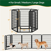 Dog Playpen 6/8/12/16 Panels Metal Pet Playpen, Outdoor Indoor Dog Exercise Barrier Fence, 24/32/40/47 inch