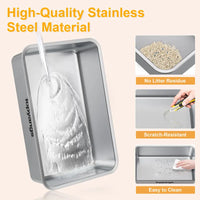 Stainless Steel cat Litter box with Lid, Extra Large Litter box XL, High Side Enclosed Litter box for Cats and Big Cats, Leak Proof Easy to Clean box toilet