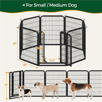 Dog Playpen 6/8/12/16 Panels Metal Pet Playpen, Outdoor Indoor Dog Exercise Barrier Fence, 24/32/40/47 inch