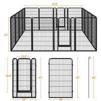 Dog Playpen 6/8/12/16 Panels Metal Pet Playpen, Outdoor Indoor Dog Exercise Barrier Fence, 24/32/40/47 inch