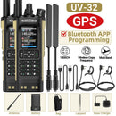 1/2PCS BAOFENG UV32 GPS Ham Radio Walkie Talkie 10W APP Programming Wireless Copy Frequency Rechargeable uv32 Multi Band 2500mAh UV-32 uv-32 Type-C AM FM NOAA Radio