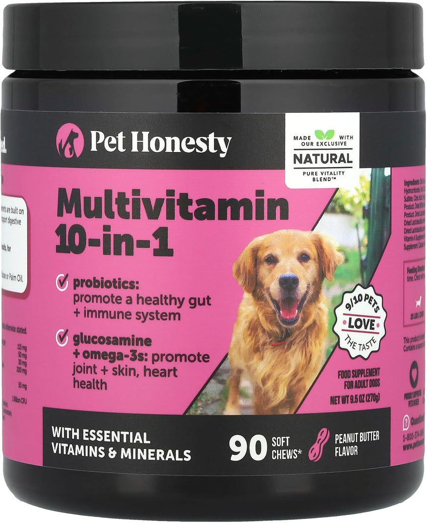 Dog Multivitamin - 10 in 1 Dog Vitamins for Health & Heart - Omega Fish Oil, Glucosamine & Probiotics - Dog Vitamins and Supplements for Skin and Coat (Chicken 180 ct)