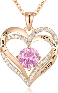 CDE Forever Love Heart Necklaces for Women, Wedding Anniversary, Birthday Mothers Day Gifts for Mom, Mother, Wife, Girlfriend, S925 Silver Jewelry with Birthstone Pendant