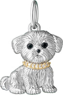 SCAMPER & CO .925 Sterling Silver Rhodium, Gunmetal or 18K Yellow Plated Dog Breed Charms - Cubic Zirconia for Necklace and Bracelets, Gemstone Hypoallergenic Jewelry Sterling Silver Charm Only