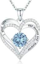 CDE Forever Love Heart Necklaces for Women, Wedding Anniversary, Birthday Mothers Day Gifts for Mom, Mother, Wife, Girlfriend, S925 Silver Jewelry with Birthstone Pendant