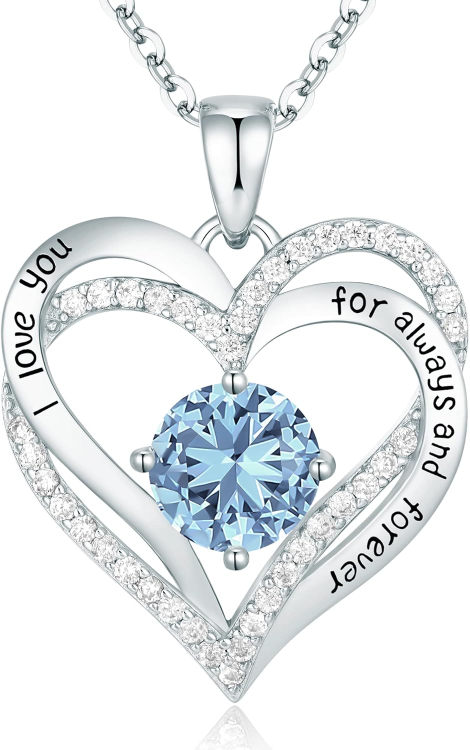 CDE Forever Love Heart Necklaces for Women, Wedding Anniversary, Birthday Mothers Day Gifts for Mom, Mother, Wife, Girlfriend, S925 Silver Jewelry with Birthstone Pendant