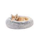Bedfolks Calming Donut Dog Bed, 45-Inch Round Plush Anti-Anxiety Dog Bed, Washable with Non-Slip Bottom (Pink, Extra Large)