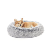 Bedfolks Calming Donut Dog Bed, 45-Inch Round Plush Anti-Anxiety Dog Bed, Washable with Non-Slip Bottom (Pink, Extra Large)
