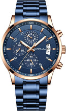 CRRJU Men's Fashion Stainless Steel Watches Date Waterproof Chronograph Wristwatches,Stainsteel Steel Band Waterproof Watch