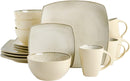 Gibson Elite Soho Lounge 16 Piece Reactive Glaze Dinnerware Set, Soft Square, Teal Green, Service for 4 (16pc)