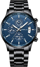 CRRJU Men's Fashion Stainless Steel Watches Date Waterproof Chronograph Wristwatches,Stainsteel Steel Band Waterproof Watch