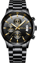 CRRJU Men's Fashion Stainless Steel Watches Date Waterproof Chronograph Wristwatches,Stainsteel Steel Band Waterproof Watch