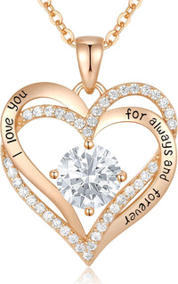 CDE Forever Love Heart Necklaces for Women, Wedding Anniversary, Birthday Mothers Day Gifts for Mom, Mother, Wife, Girlfriend, S925 Silver Jewelry with Birthstone Pendant