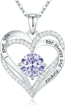 CDE Forever Love Heart Necklaces for Women, Wedding Anniversary, Birthday Mothers Day Gifts for Mom, Mother, Wife, Girlfriend, S925 Silver Jewelry with Birthstone Pendant