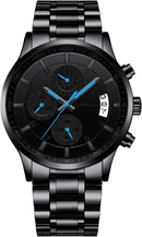 CRRJU Men's Fashion Stainless Steel Watches Date Waterproof Chronograph Wristwatches,Stainsteel Steel Band Waterproof Watch