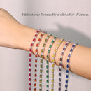 FANCIME Birthstone Bracelets Sterling Silver Tennis Bracelets Charm Fine Jewelry Birthday Gifts for Women 7"