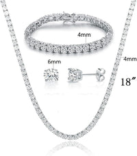 Gemsme 18K Yellow Gold/White Gold Plated Wedding Jewelry Set Tennis Necklace/Bracelet/Earrings Sets Pack of 3