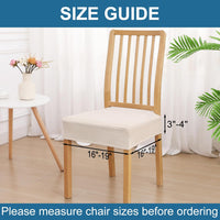 Smiry Waterproof Seat Covers for Dining Room Chairs Set of 6, Stretch Jacquard Removable Washable Chair Seat Slipcovers Protector, No Rear Covers, Beige