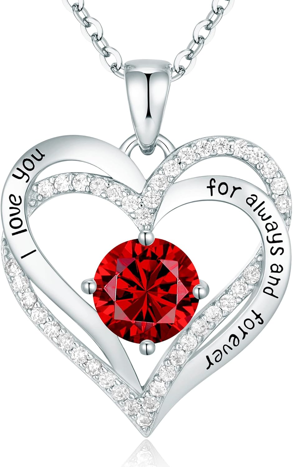 CDE Forever Love Heart Necklaces for Women, Wedding Anniversary, Birthday Mothers Day Gifts for Mom, Mother, Wife, Girlfriend, S925 Silver Jewelry with Birthstone Pendant