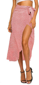 Newchoice Women's Boho Leopard Skirt High Low Split Summer Beach Midi Wrap Skirts