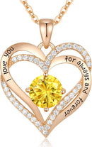 CDE Forever Love Heart Necklaces for Women, Wedding Anniversary, Birthday Mothers Day Gifts for Mom, Mother, Wife, Girlfriend, S925 Silver Jewelry with Birthstone Pendant