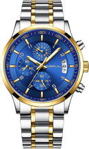 CRRJU Men's Fashion Stainless Steel Watches Date Waterproof Chronograph Wristwatches,Stainsteel Steel Band Waterproof Watch