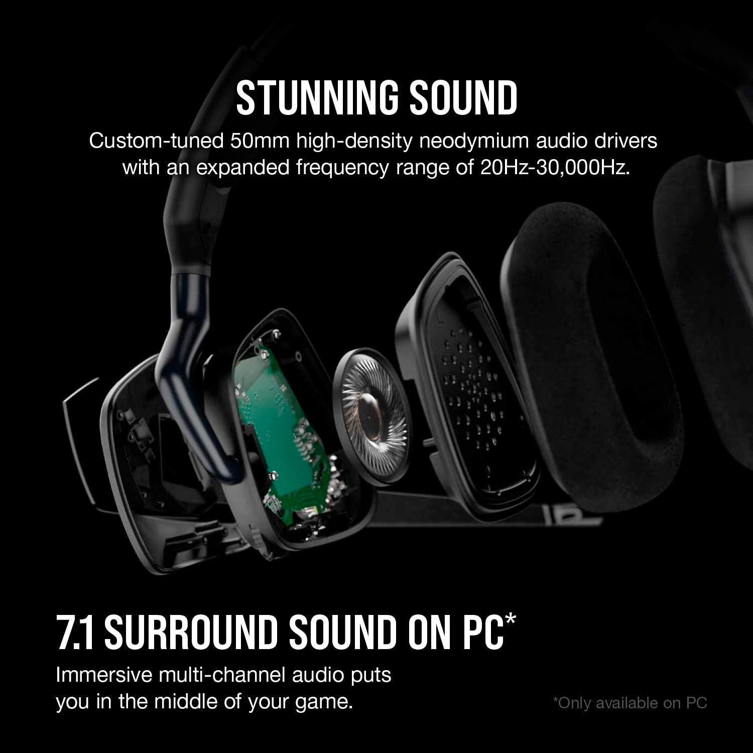 CORSAIR VOID RGB ELITE Wireless Gaming Headset – 7.1 Surround Sound – Omni-Directional Microphone – Microfiber Mesh Earpads – Up to 40ft Range – iCUE Compatible – PC, Mac, PS5, PS4 – Carbon