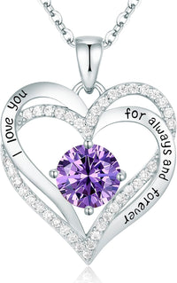 CDE Forever Love Heart Necklaces for Women, Wedding Anniversary, Birthday Mothers Day Gifts for Mom, Mother, Wife, Girlfriend, S925 Silver Jewelry with Birthstone Pendant