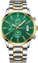 CRRJU Men's Fashion Stainless Steel Watches Date Waterproof Chronograph Wristwatches,Stainsteel Steel Band Waterproof Watch