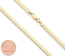 Miabella Italian Solid 925 Sterling Silver, 18Kt Gold Plated 3.5mm Flexible Flat Herringbone Chain Necklace for Women, Made in Italy