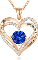 CDE Forever Love Heart Necklaces for Women, Wedding Anniversary, Birthday Mothers Day Gifts for Mom, Mother, Wife, Girlfriend, S925 Silver Jewelry with Birthstone Pendant