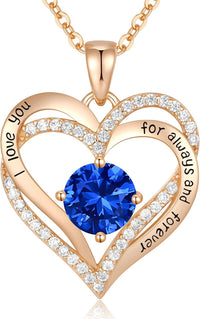 CDE Forever Love Heart Necklaces for Women, Wedding Anniversary, Birthday Mothers Day Gifts for Mom, Mother, Wife, Girlfriend, S925 Silver Jewelry with Birthstone Pendant