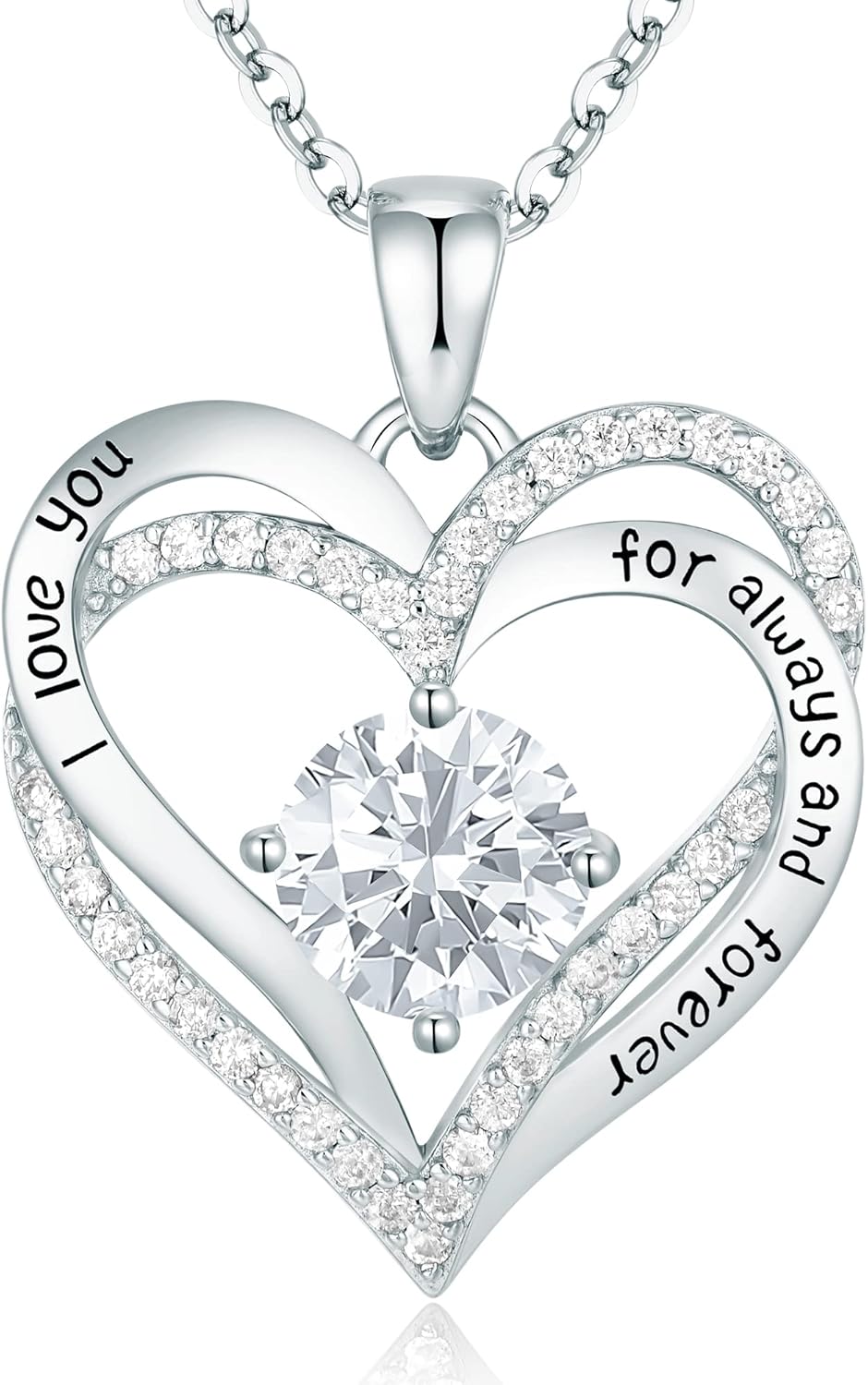 CDE Forever Love Heart Necklaces for Women, Wedding Anniversary, Birthday Mothers Day Gifts for Mom, Mother, Wife, Girlfriend, S925 Silver Jewelry with Birthstone Pendant