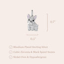 SCAMPER & CO .925 Sterling Silver Rhodium, Gunmetal or 18K Yellow Plated Dog Breed Charms - Cubic Zirconia for Necklace and Bracelets, Gemstone Hypoallergenic Jewelry Sterling Silver Charm Only